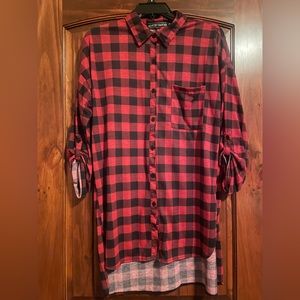 Long plaid button up top